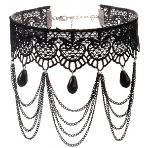 Joy Jewels Collana tripla in pizzo nero