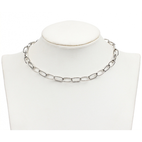 Collar de plata con anillo hueco