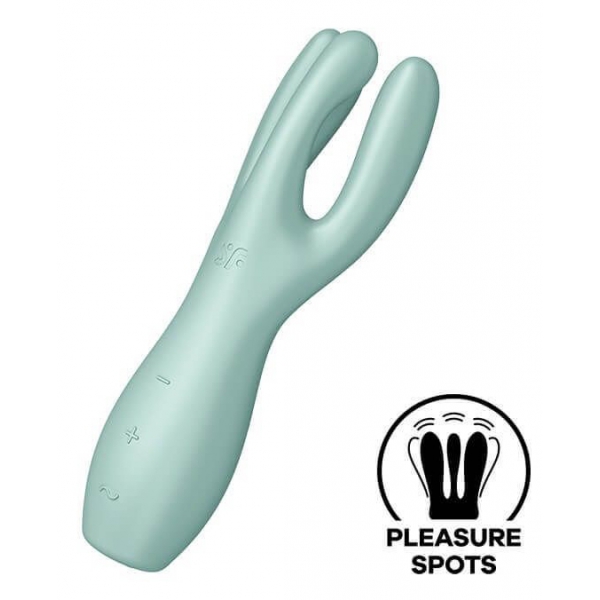 Estimulador de Clitoris de Três Satisfações 14cm Verde