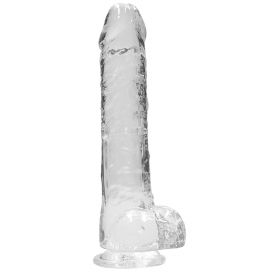 Real Rock Crystal 9" / 23 cm Realistic Dildo With Balls - Transparent