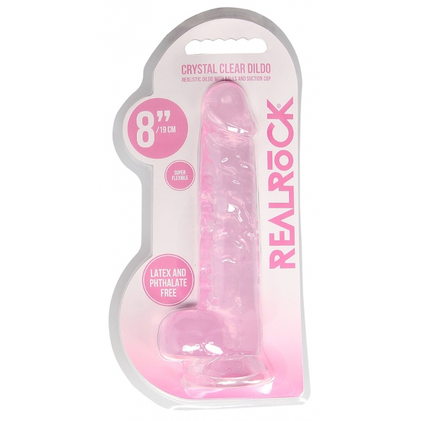 8" / 20 cm Realistic Dildo With Balls - Pink