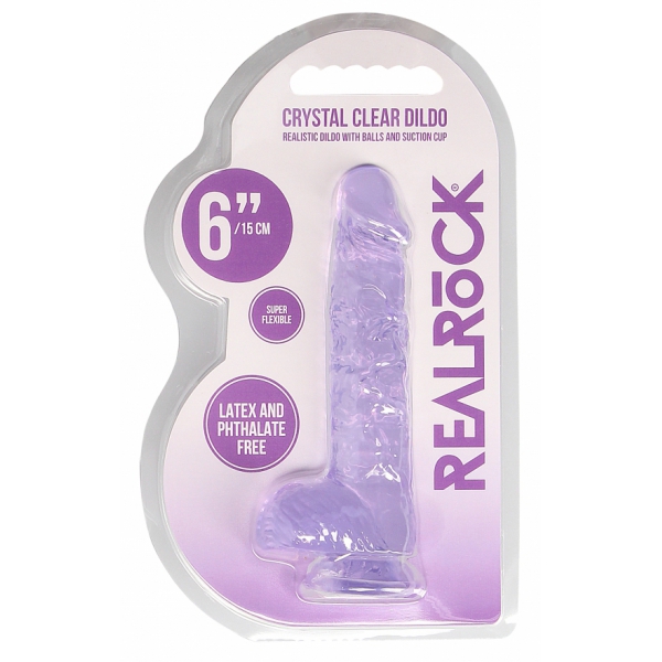 6" / 15 cm Realistic Dildo With Balls - Purple