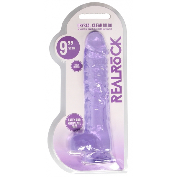 9" / 23 cm Realistic Dildo With Balls - Purple