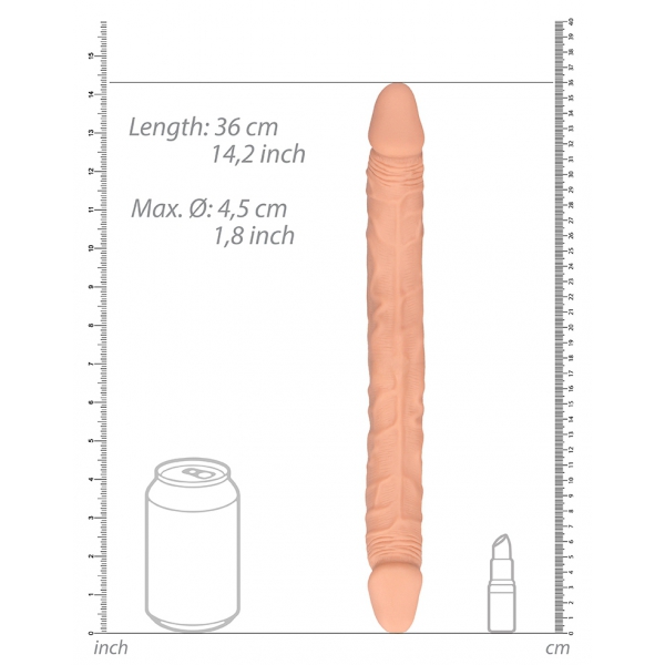 Double dildo Realrock 36 x 4.4cm Flesh