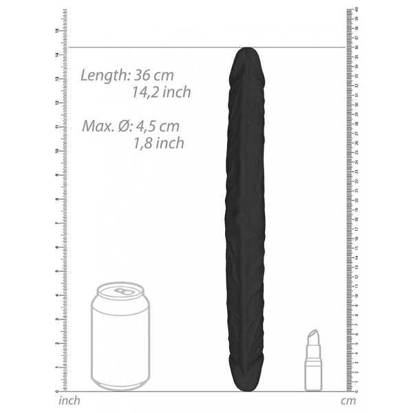 Realrock Dildo doppio 36 x 4,4 cm nero