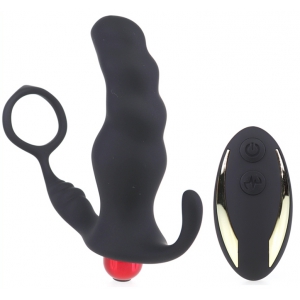 Anillo de pene y plug vibrador Knight 10 x 3,5cm