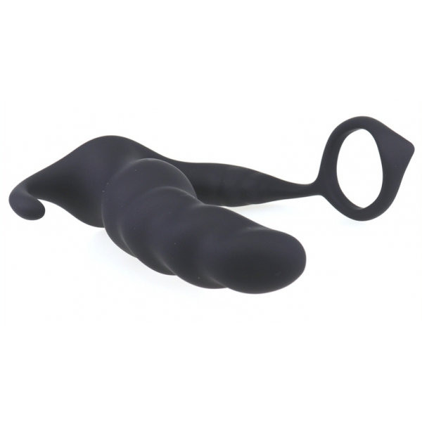 Anillo de pene y plug vibrador Knight 10 x 3,5cm