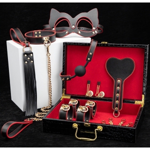 SM Bondage Set 8 Pieces Black-Red