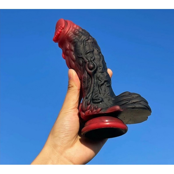 Dildo Dragon Yong 15 x 5,5 cm nero-rosso