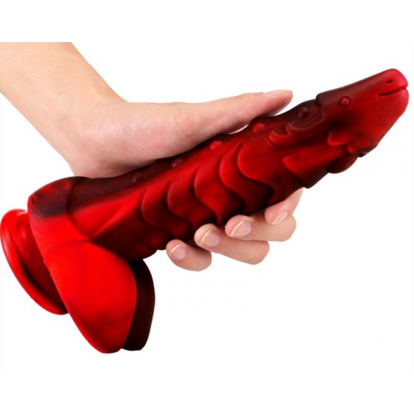 Magic Dragon Silica Gel Colorful Dildo - Fire BLACK