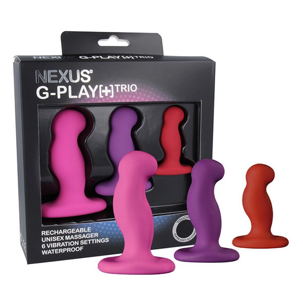Nexus - G-Play Trio Plus Unisex Vibrator Pack S/M/L Pink Red Purple
