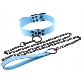 Colorful O Ring Punk Collars With Lead LIGHT BLUE