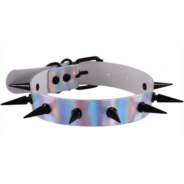 Piky Laser Stachelhalsband Silber