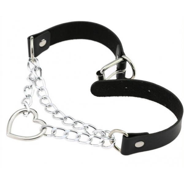 Collar Corazón de metal con cadena NEGRO