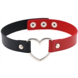 Double Color Metal Heart Collar BLACK / RED