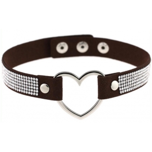 Joy Jewels Metal Heart Collar With Diamond BLACK