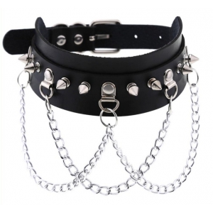 Joy Jewels Collare Piky Spike Nero-Argento