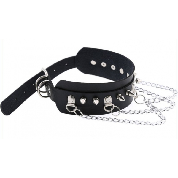 Piky Spike Halsband Zwart-Zilver