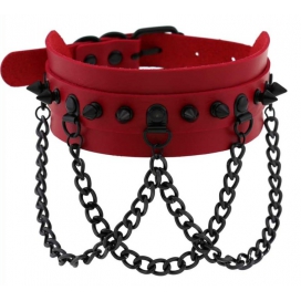 Piky Spike Halsband Rood-Zwart