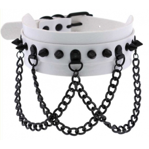 Joy Jewels Collar Piky Spike Blanco-Negro