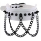 Spikes Collar With Black Chain WHITE
