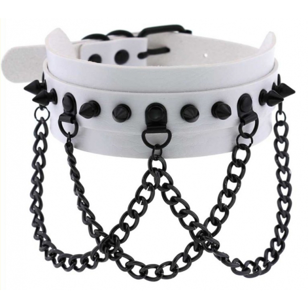 Collar Piky Spike Blanco-Negro