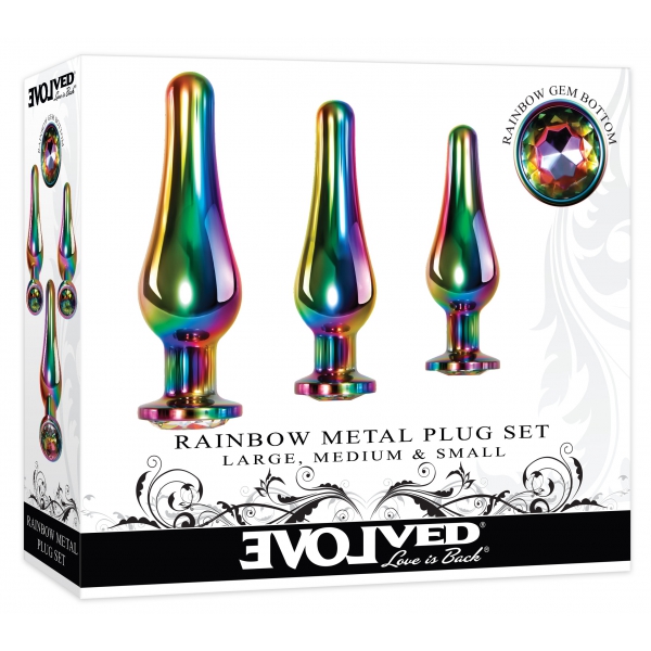 Set van 3 Gem Rainbow Evolved juwelenpluggen