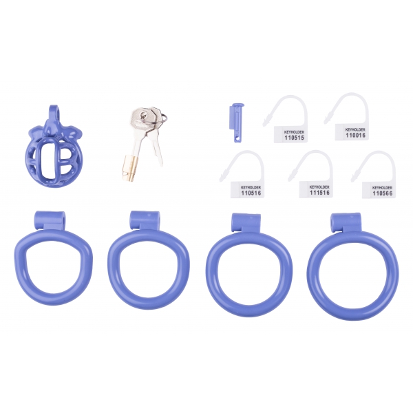 Turtle Chastity Device With 4 Penis Rings BLUE