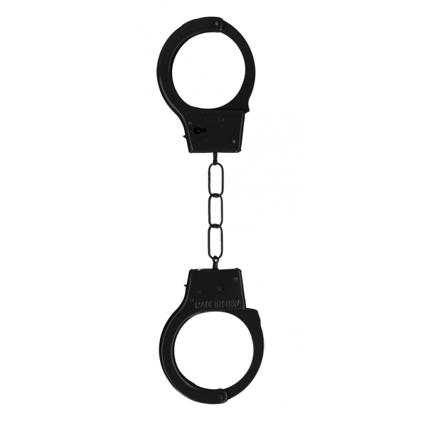 Pair of metal handcuffs Cuffs On Black