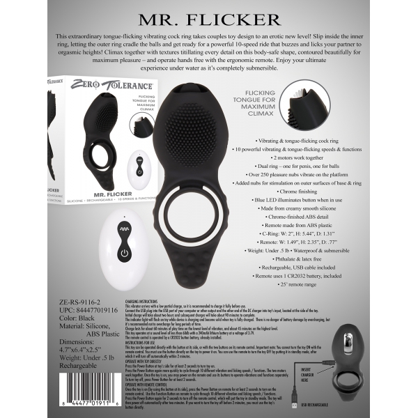 Anillo de pene + estimulador Clito Mr. Flicker 30mm