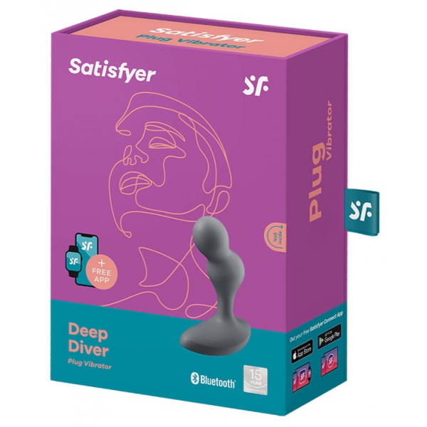 Deep Diver Satisfyer aangesloten vibrerende plug 8 x 3,3cm zwart