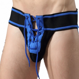 MOB Eroticwear Jockstrap FETISH FOOTBALL MaleBascis Zwart-Blauw