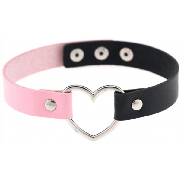 Collar HEART DUO Negro-Rosa