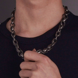 Joint O-Link Chain Punk Style Necklace M Collier