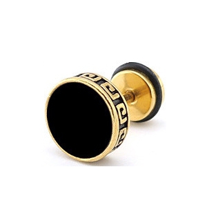 Malejewels Ear stud FLAT ETHNIC gold-black