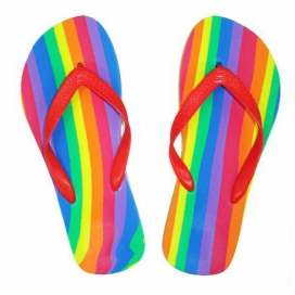 Rainbow flip-flops