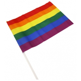 Pride Items Bandiera arcobaleno con manica 30 x 43 cm