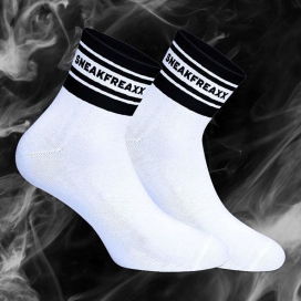 SneakFreaxx Lage Sokken WHITE BLACK SHORT Wit-Zwart