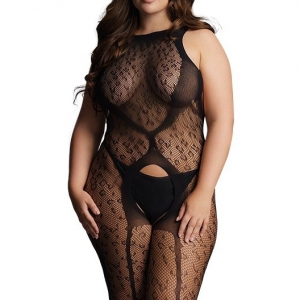 Le Désir CROTCHLESS LEOPARD Jumpsuit Zwart