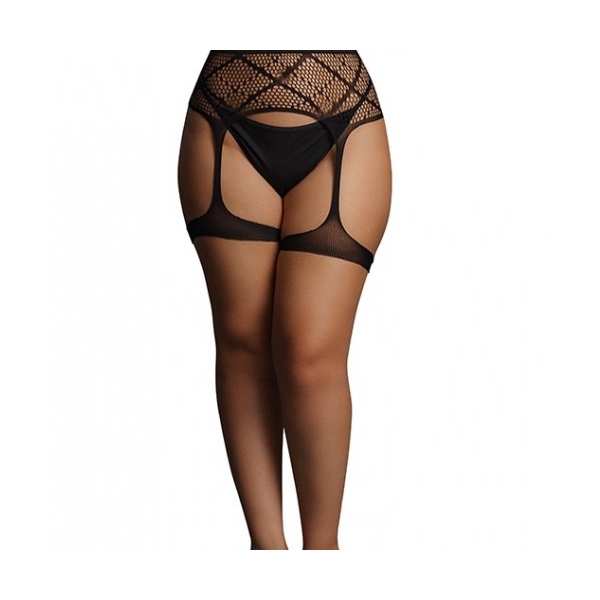 GARTERBELT Fishnet Suspender Belt Preto