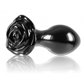 Crystal Rose Glass Plug 7 x 3.2cm Black