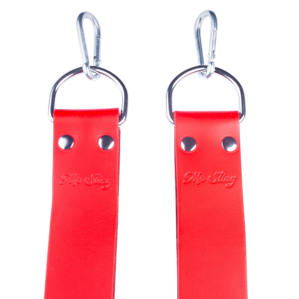 Set of 2 Red Leather Sling Stands