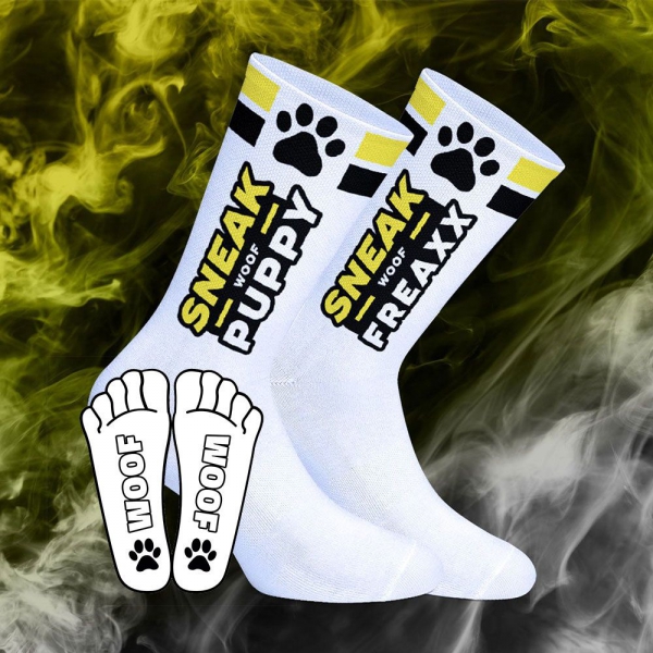 Calcetines Woof Puppy Blanco-Amarillo