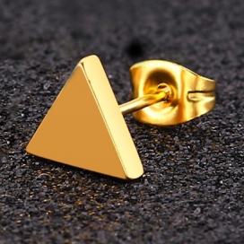 Malejewels Pendientes triangulares de 6mm bañados en oro