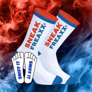 SneakFreaxx Calcetines SNIFF IT 2 Blanco-Naranja-Azul