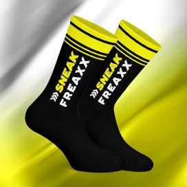 SneakFreaxx BIG STRIPE Socken Schwarz-Gelb
