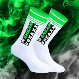SneakFreaxx BIG STRIPE Socken Weiß-Grün