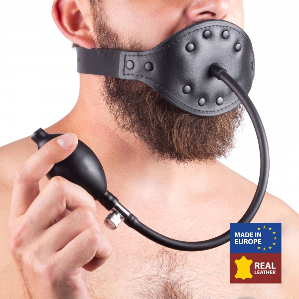 Inflatable leather gag with ball