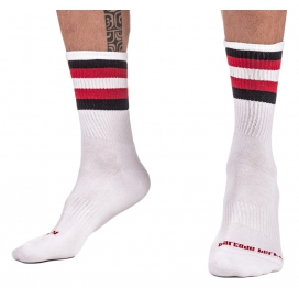 HALF SOCKS Riscas Branco Preto Vermelho