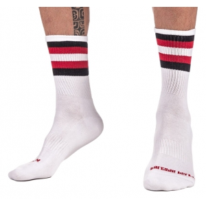 Barcode Berlin HALF SOCKS Riscas Branco Preto Vermelho